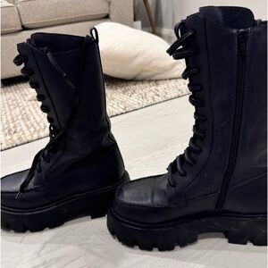 Free people leather boots with lug sole